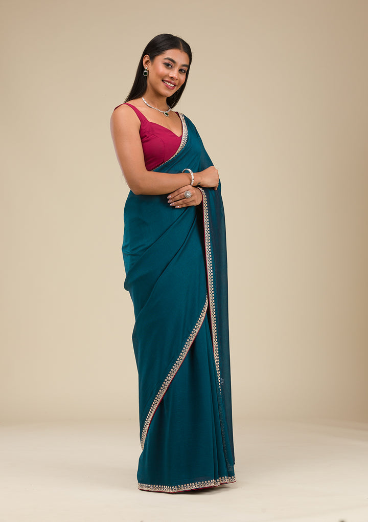Navy Blue Stonework Art Silk Saree