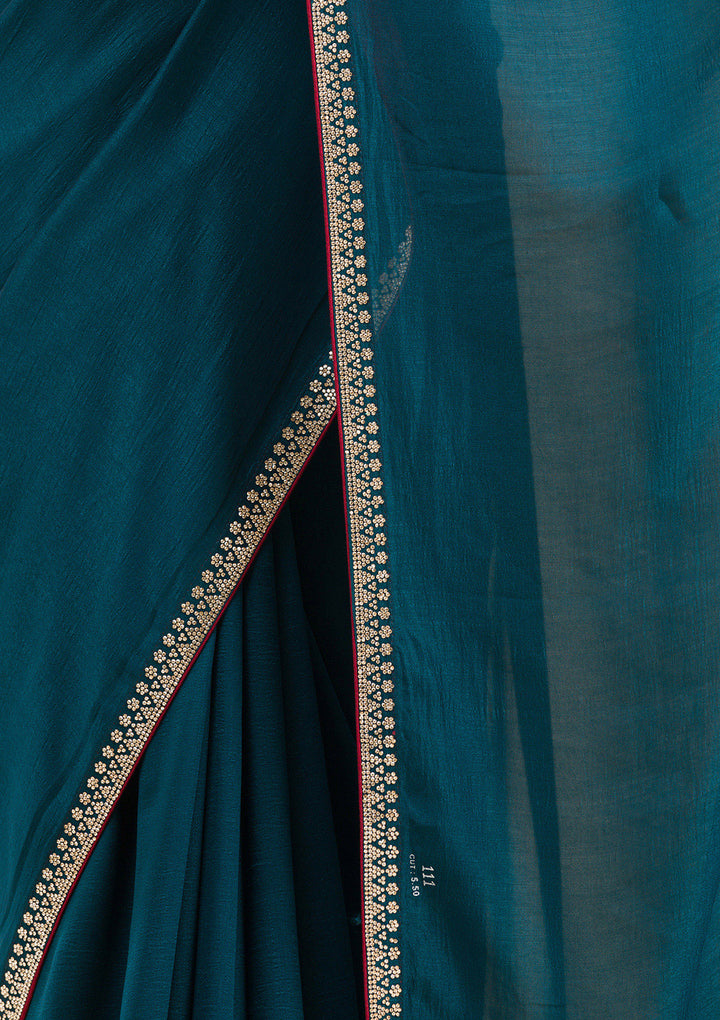 Navy Blue Stonework Art Silk Saree