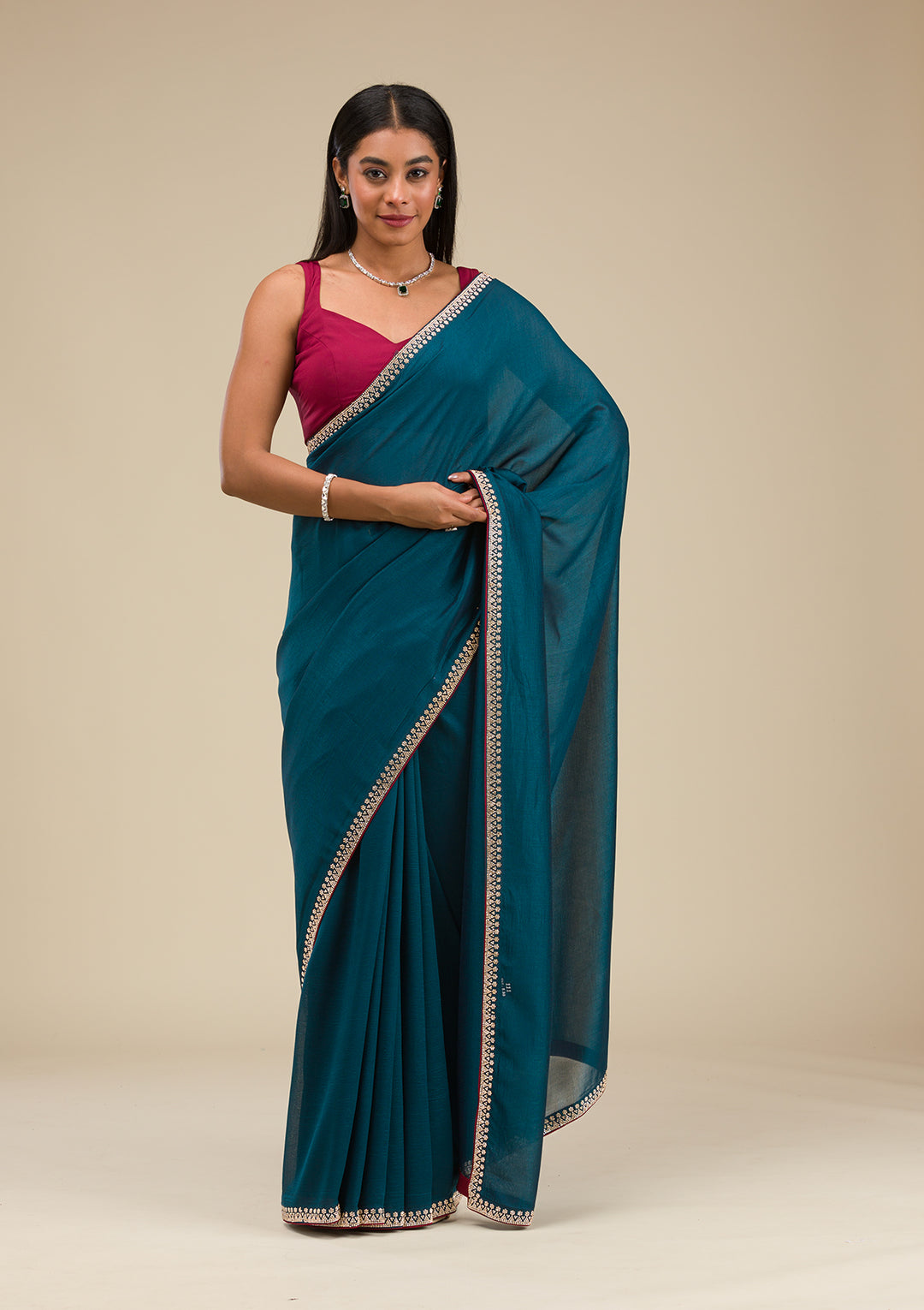 Navy Blue Stonework Art Silk Saree