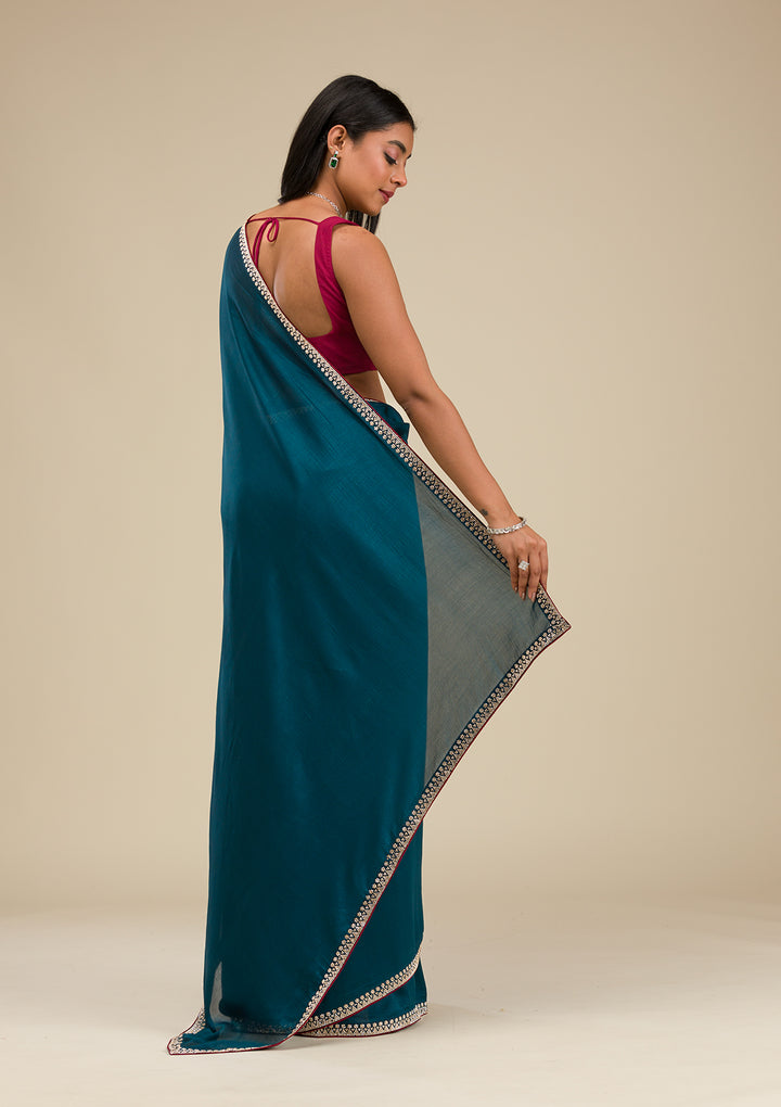 Navy Blue Stonework Art Silk Saree