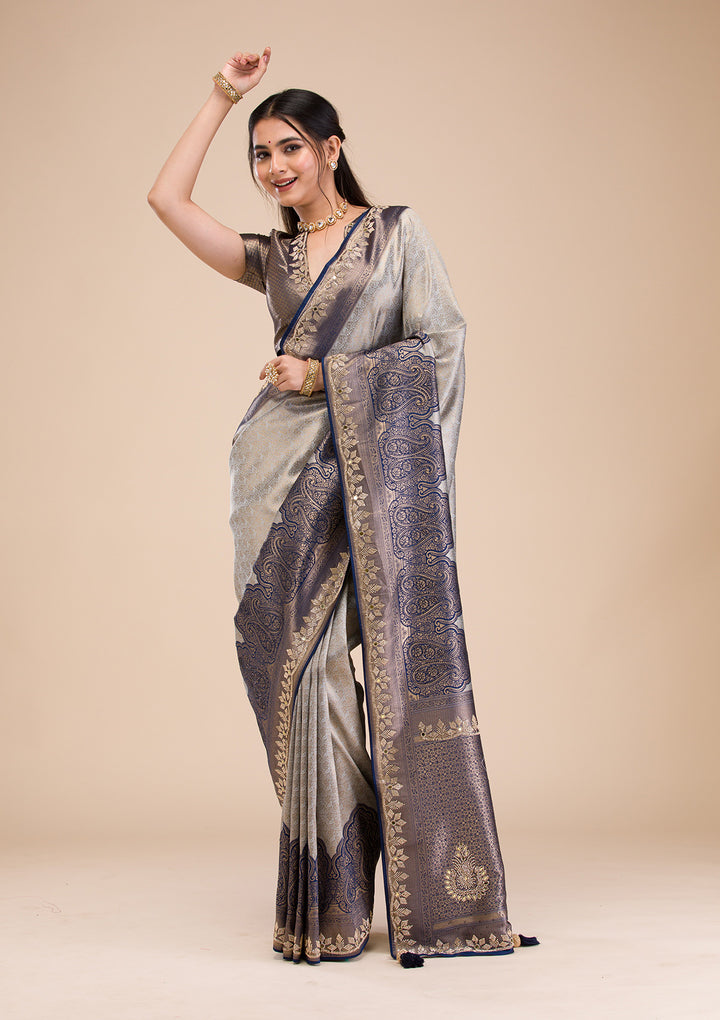 Navy Blue Stonework Soft Silk Saree