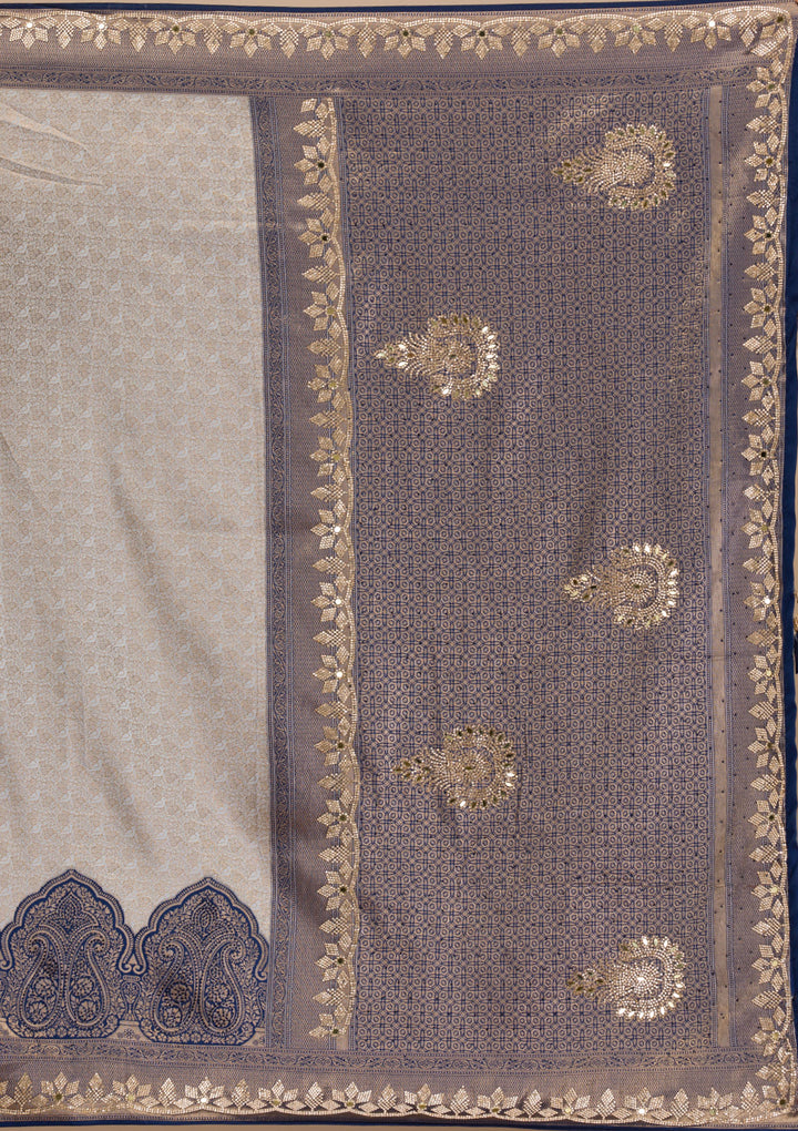 Navy Blue Stonework Soft Silk Saree