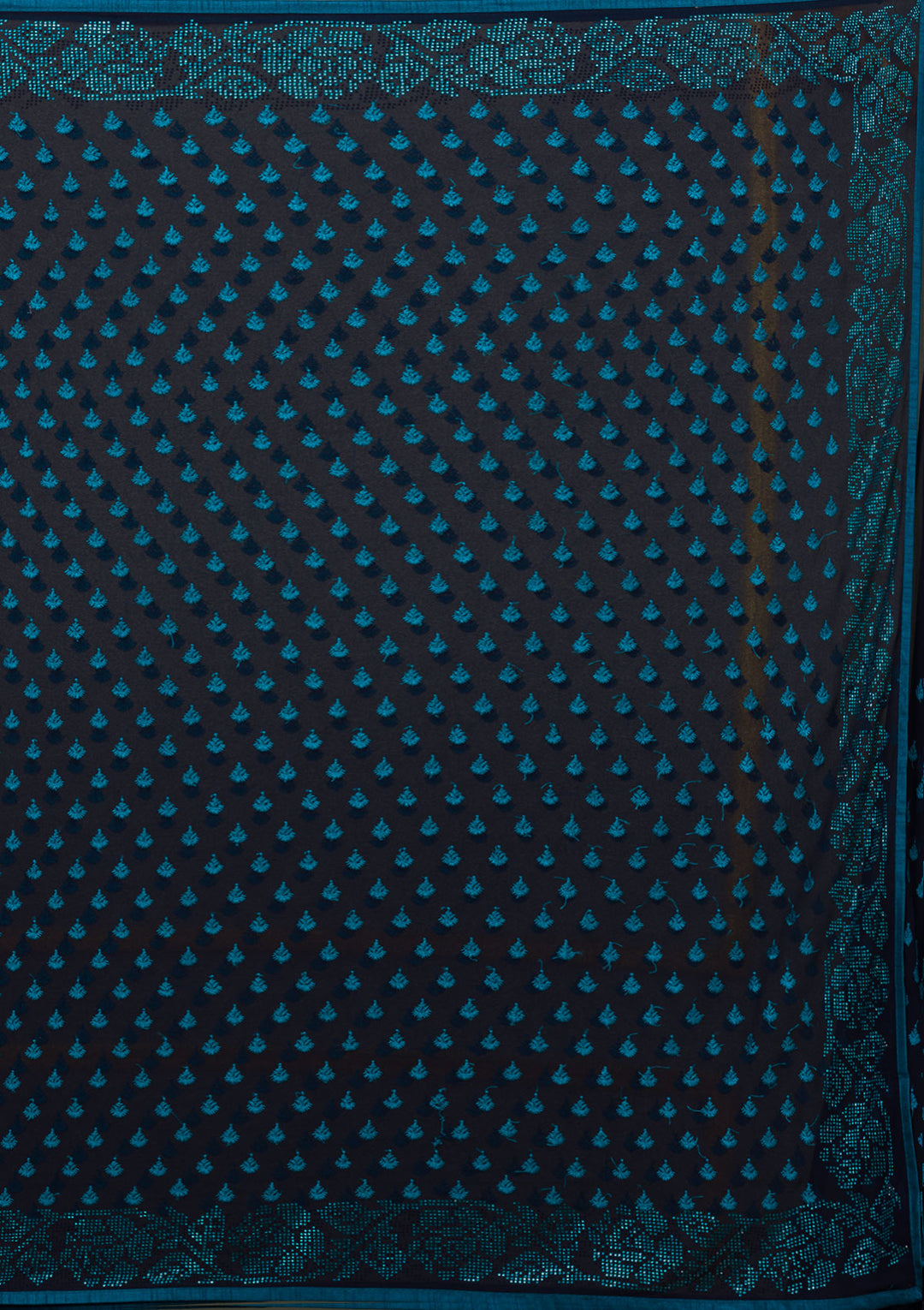 Navy Blue Swarovski Georgette Saree-Koskii