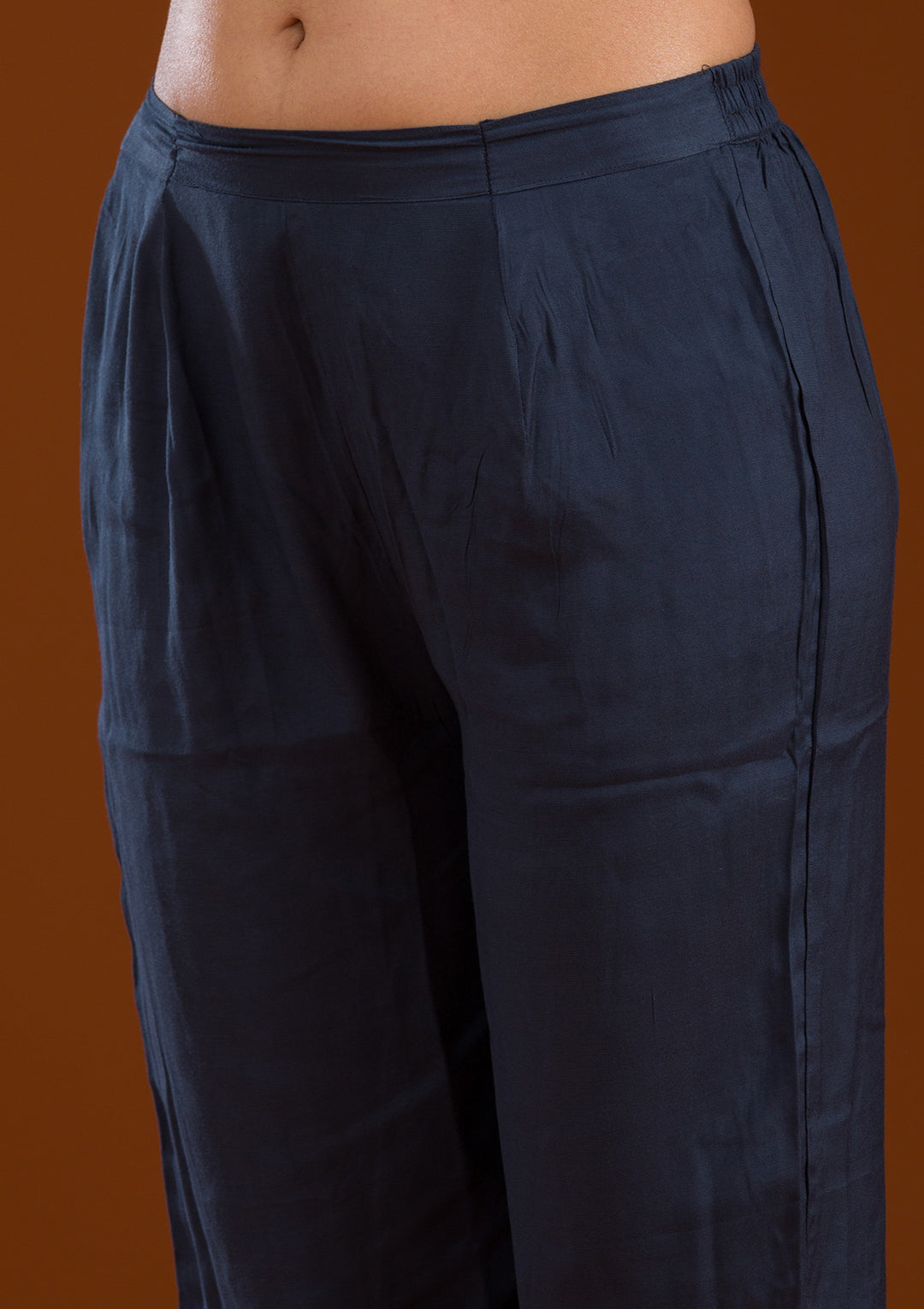 Navy Blue Threadwork Chiffon Readymade Salwar Suit