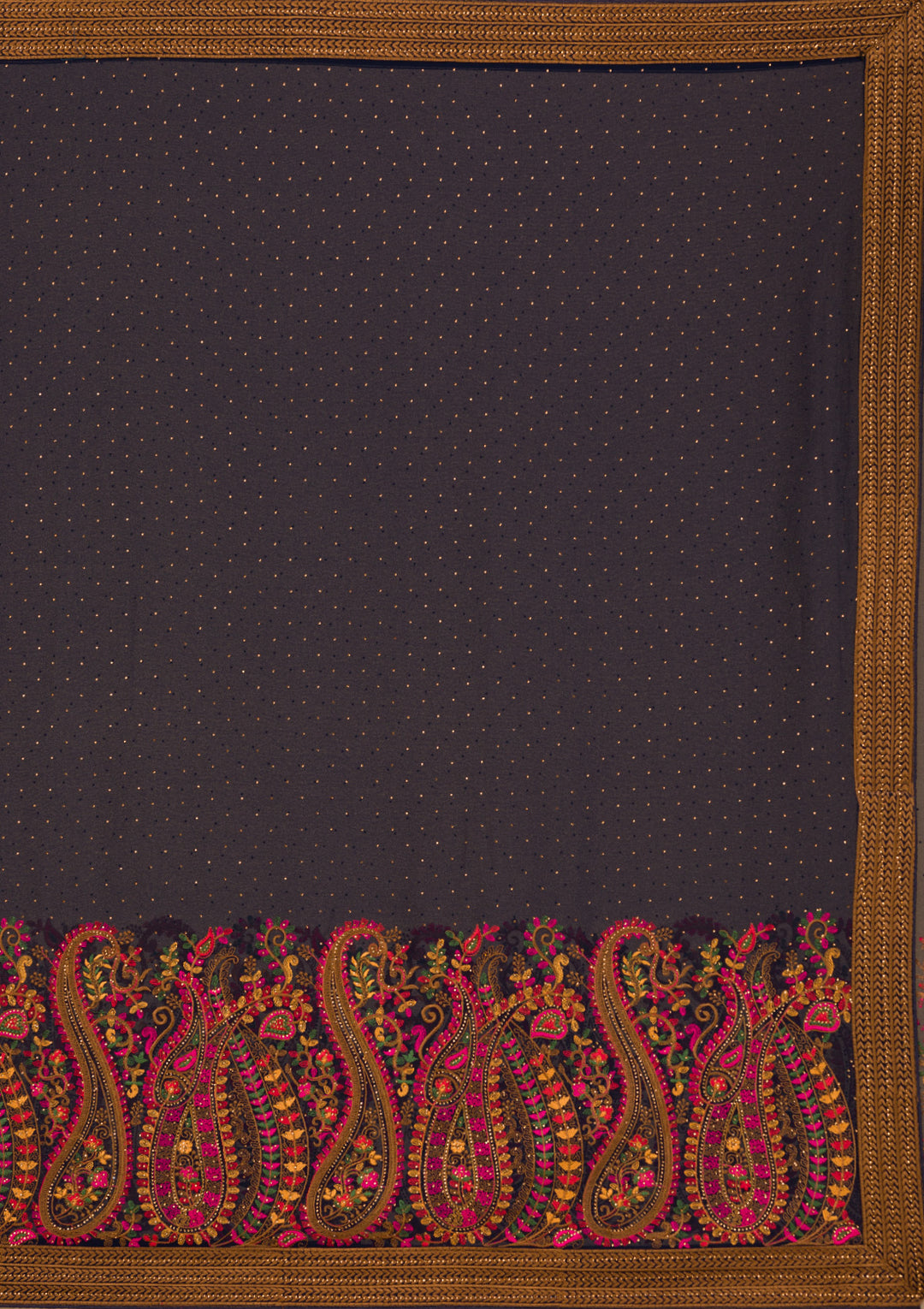 Navy Blue Threadwork Georgette Saree-Koskii