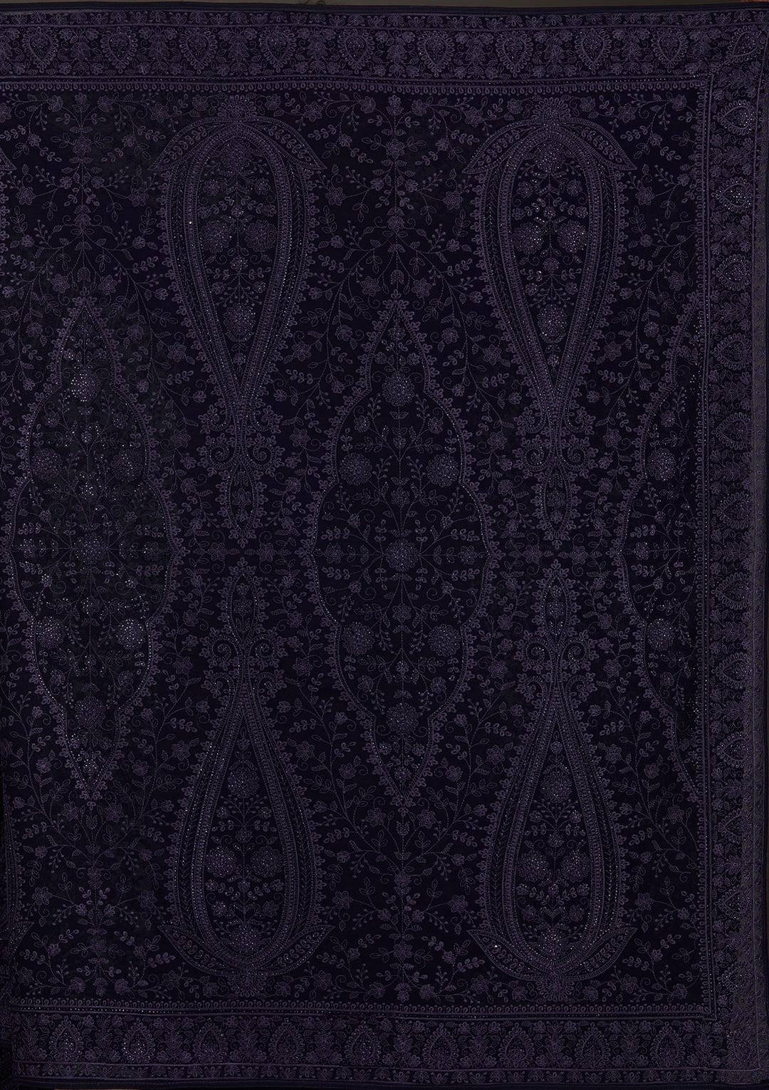 Navy Blue Threadwork Georgette Saree