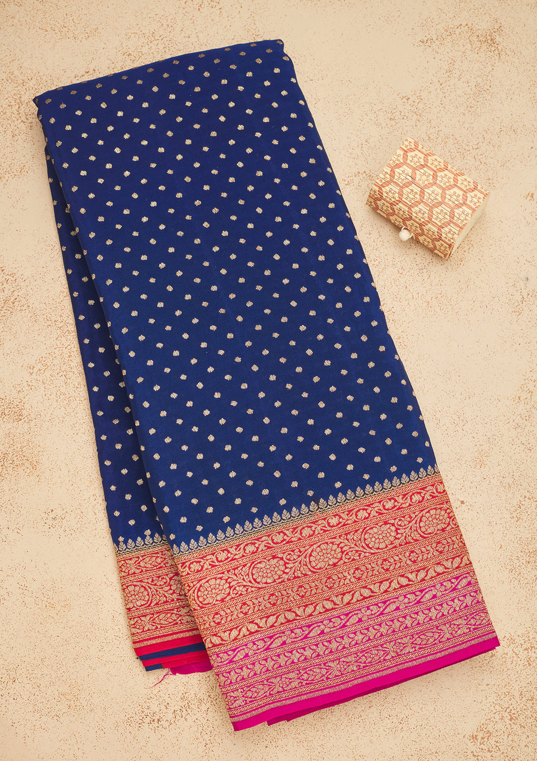 Navy Blue Zariwork Art Silk Saree