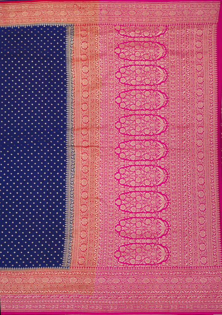 Navy Blue Zariwork Art Silk Saree