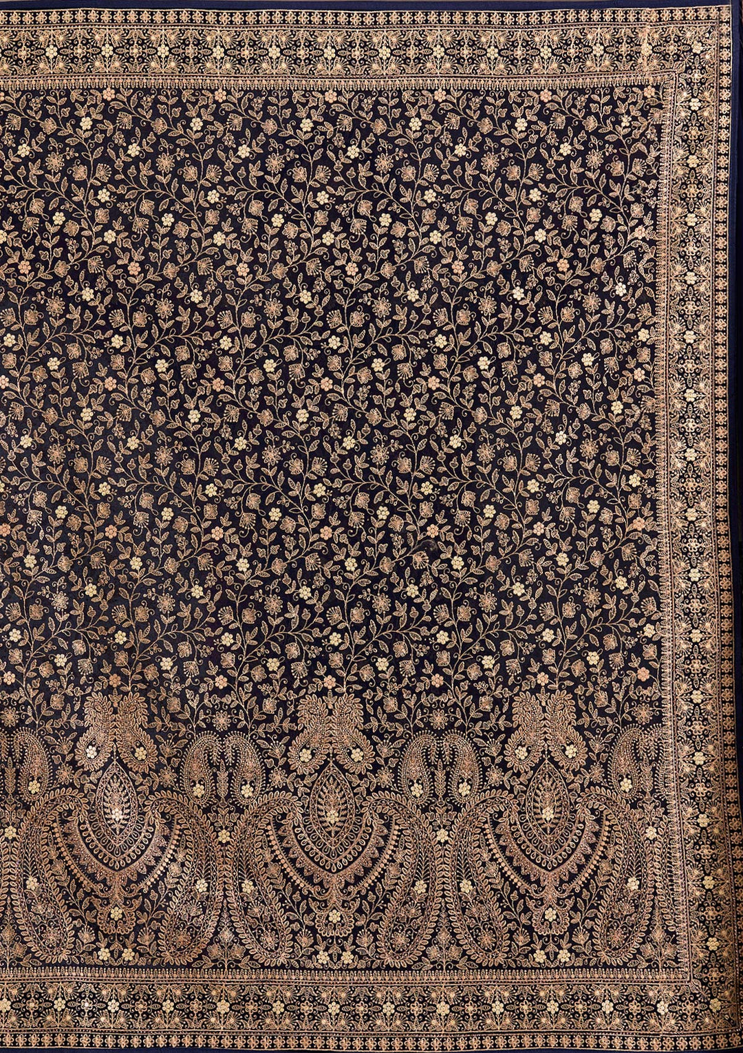 Navy Blue Zariwork Georgette Saree