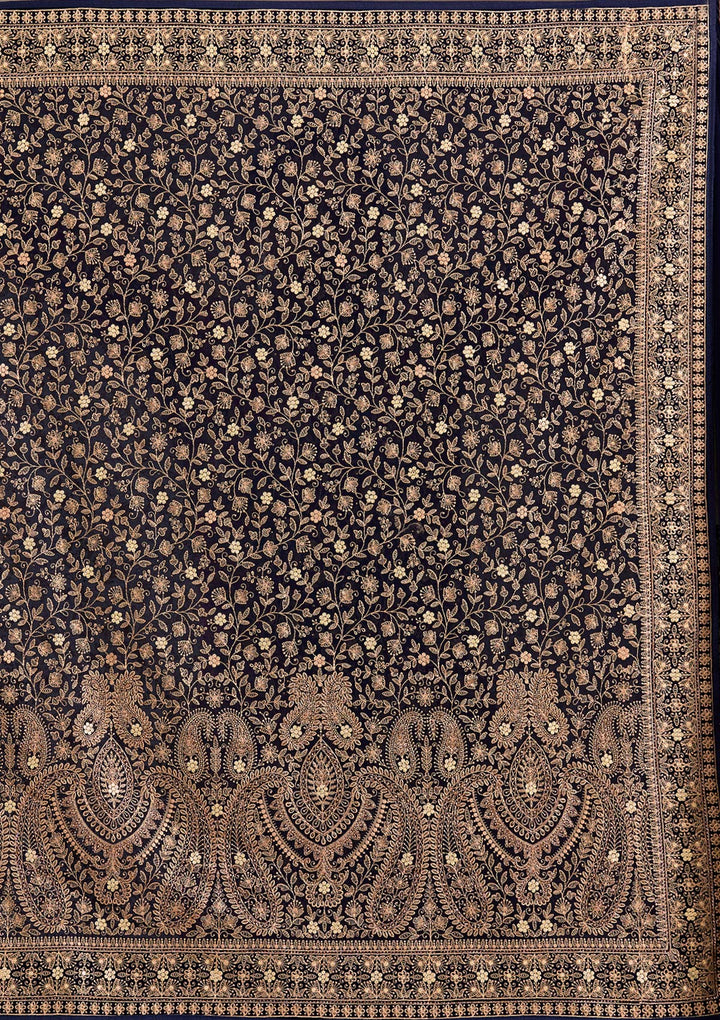 Navy Blue Zariwork Georgette Saree