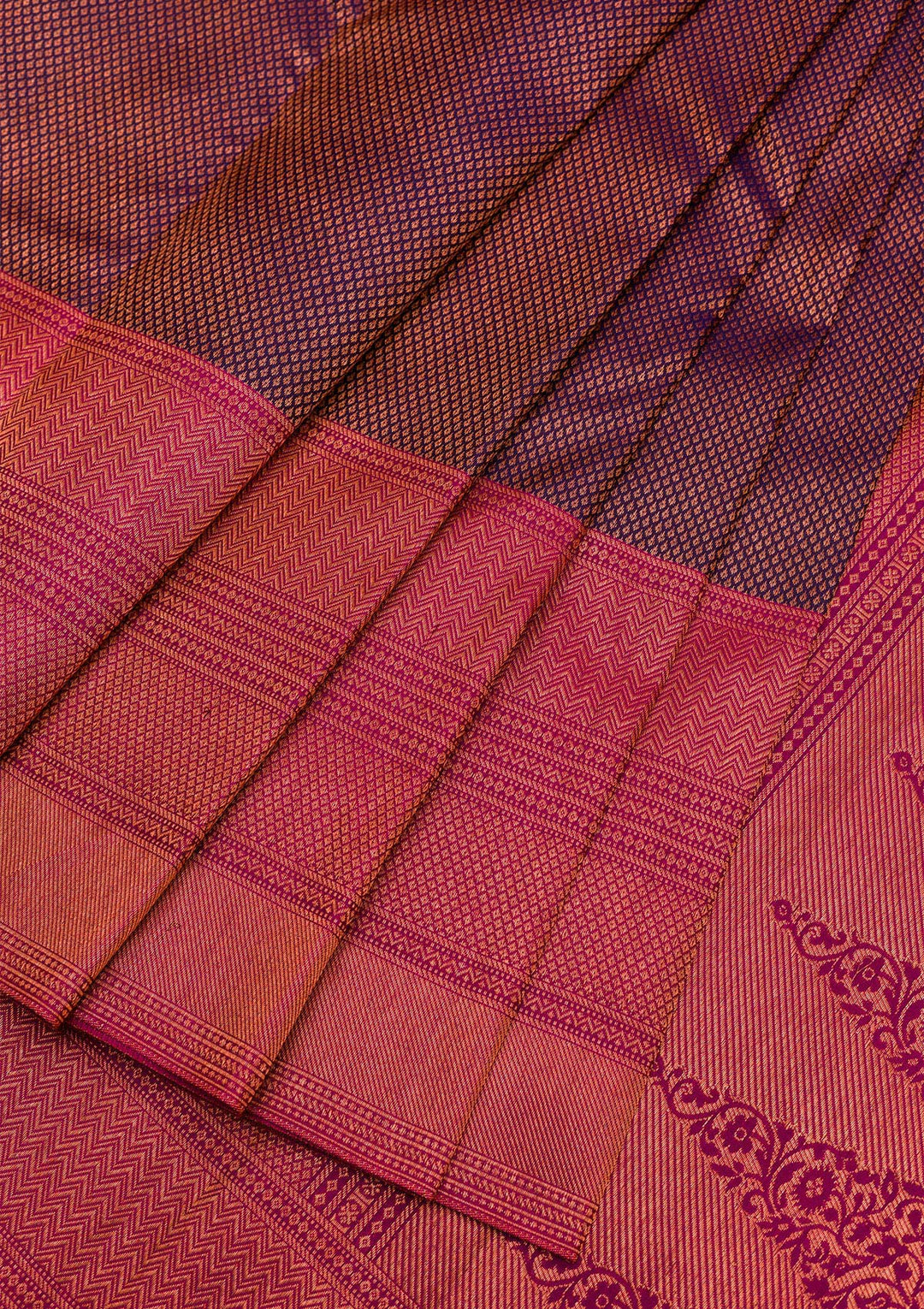 Navy Blue Zariwork Pure Silk Saree