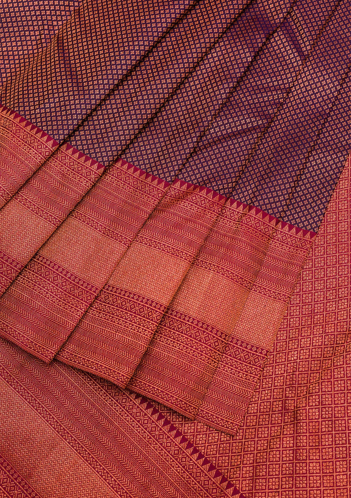 Navy Blue Zariwork Kanjivaram Pure Silk Saree