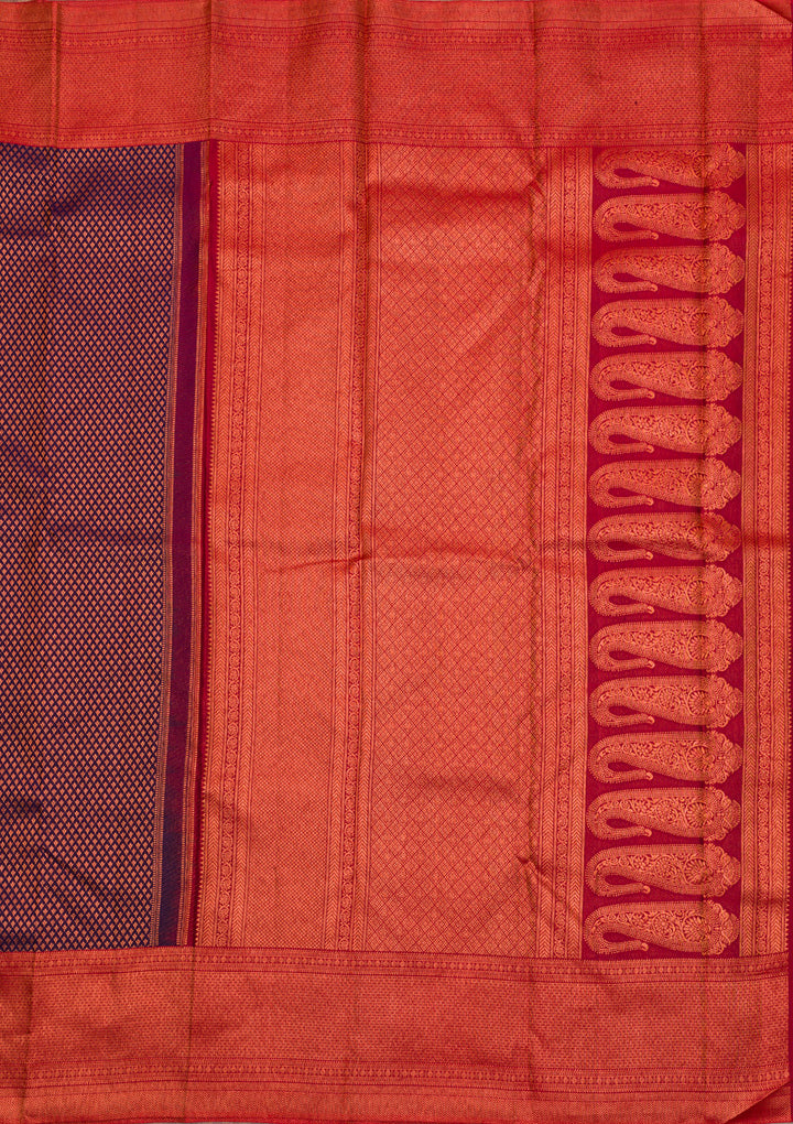 Navy Blue Zariwork Pure Silk Saree