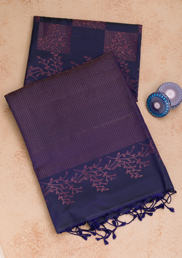 Navy Blue Zariwork Pure Silk Saree
