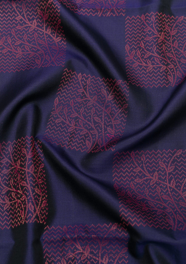 Navy Blue Zariwork Pure Silk Saree