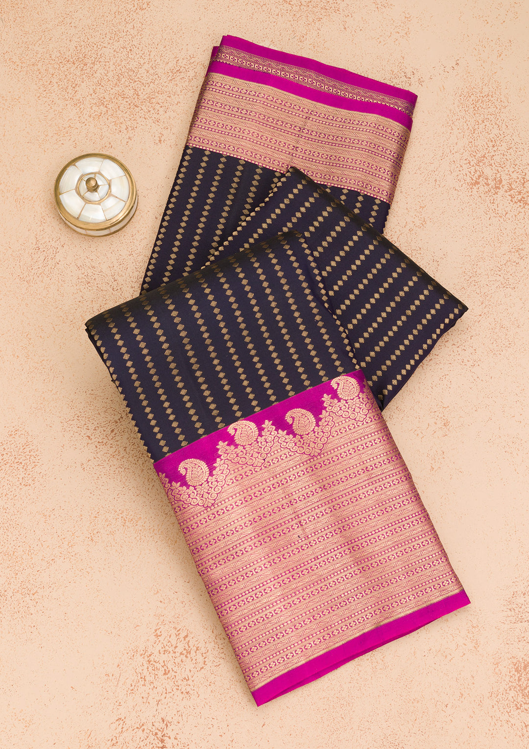Navy Blue Zariwork Kanjivaram Pure Silk Saree