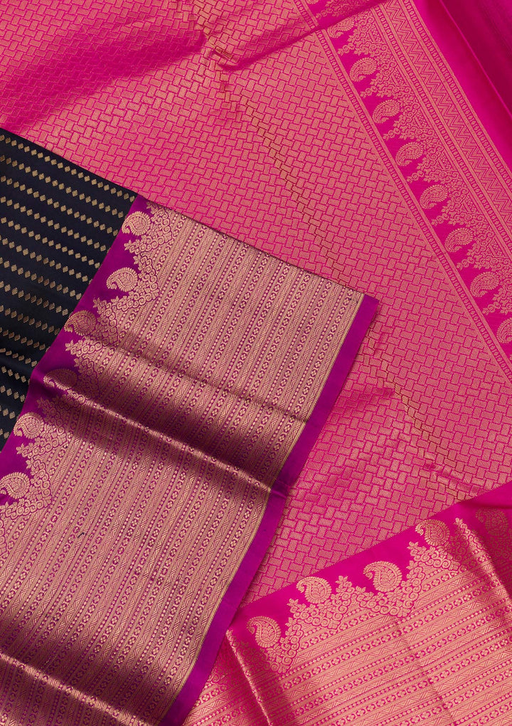Navy Blue Zariwork Kanjivaram Pure Silk Saree