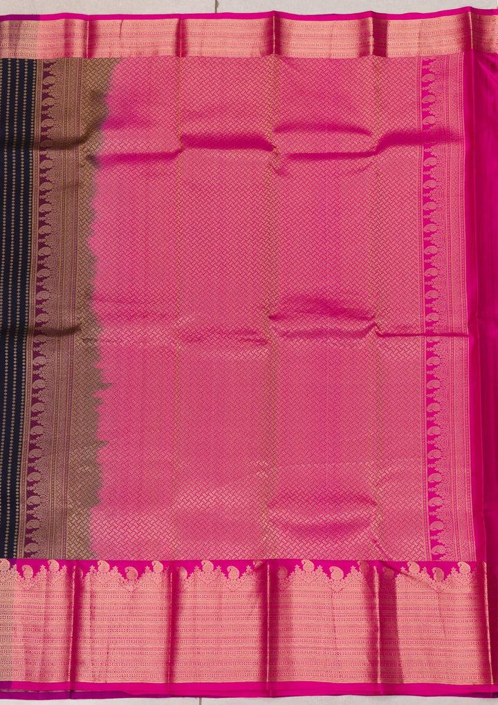 Navy Blue Zariwork Kanjivaram Pure Silk Saree