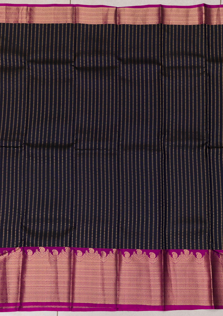 Navy Blue Zariwork Kanjivaram Pure Silk Saree
