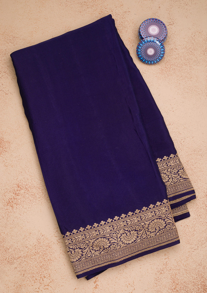 Navy Blue Zariwork Pure Silk Saree