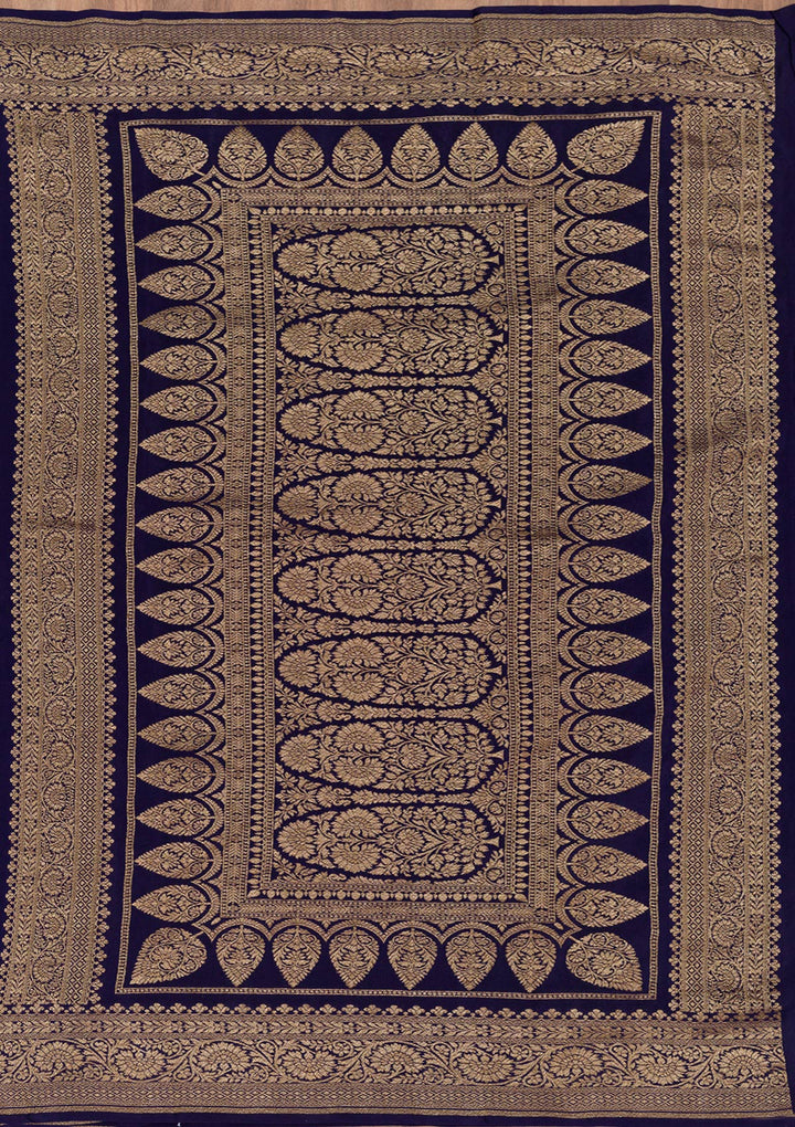 Navy Blue Zariwork Pure Silk Saree