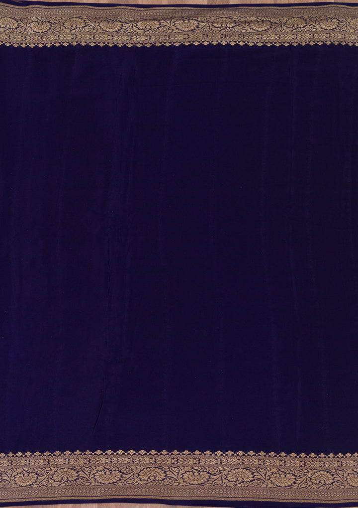 Navy Blue Zariwork Pure Silk Saree