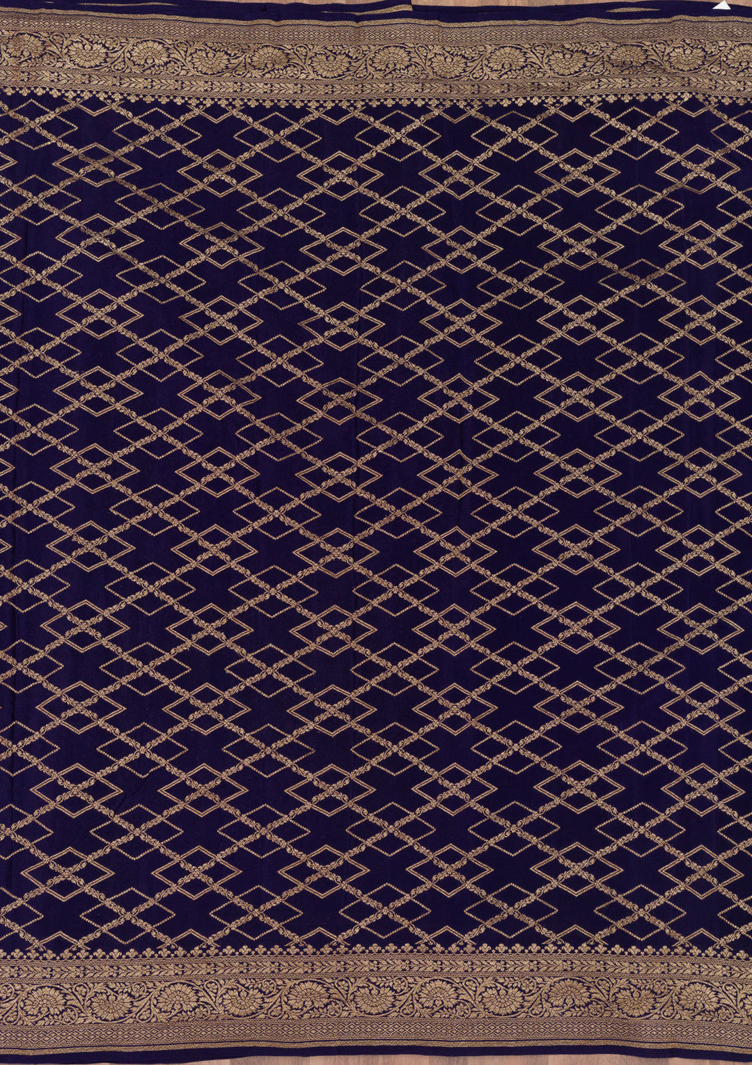 Navy Blue Zariwork Pure Silk Saree