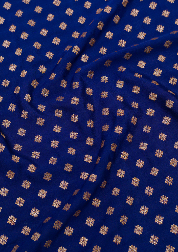 Navy Blue Zariwork Pure Silk Saree
