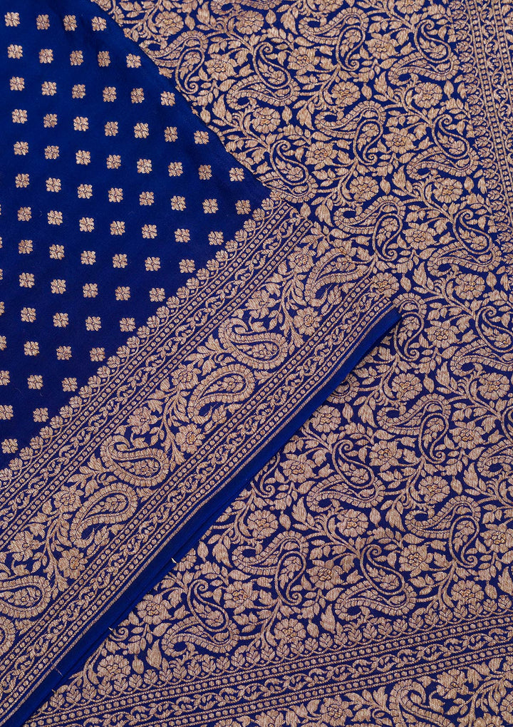 Navy Blue Zariwork Pure Silk Saree