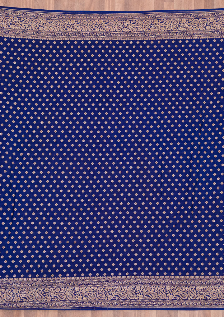 Navy Blue Zariwork Pure Silk Saree