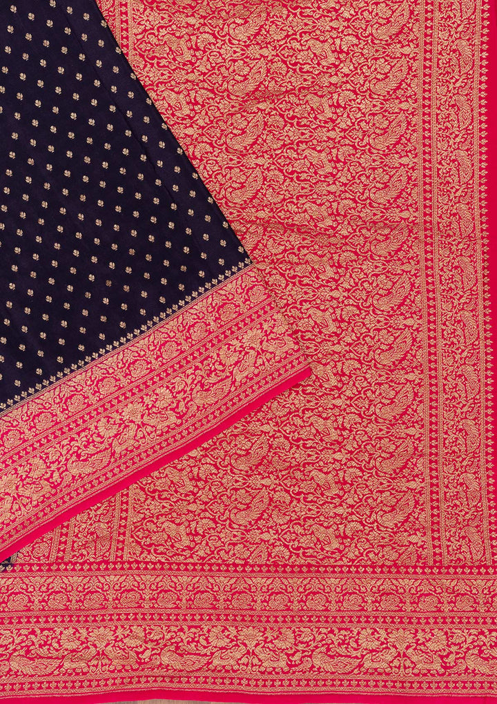 Navy Blue Zariwork Pure Silk Saree