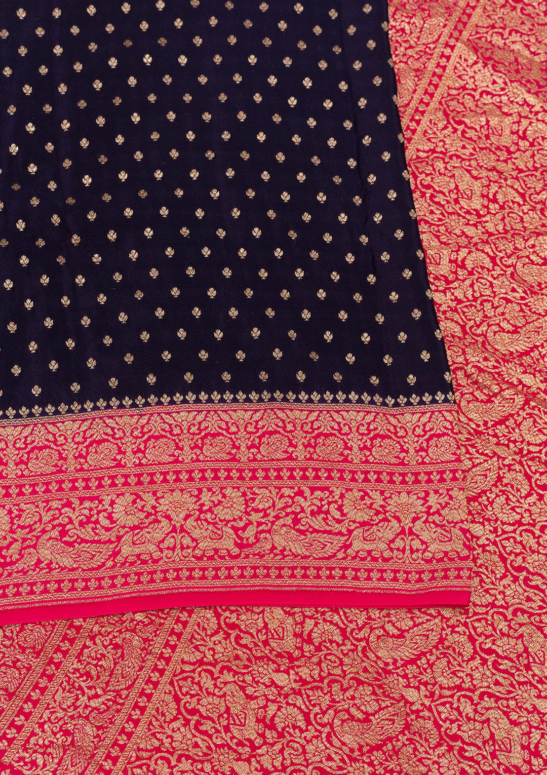 Navy Blue Zariwork Pure Silk Saree