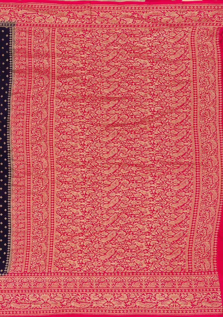 Navy Blue Zariwork Pure Silk Saree