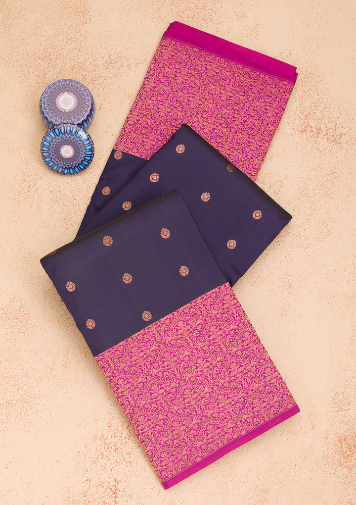 Navy Blue Zariwork Kanjivaram Pure Silk Saree