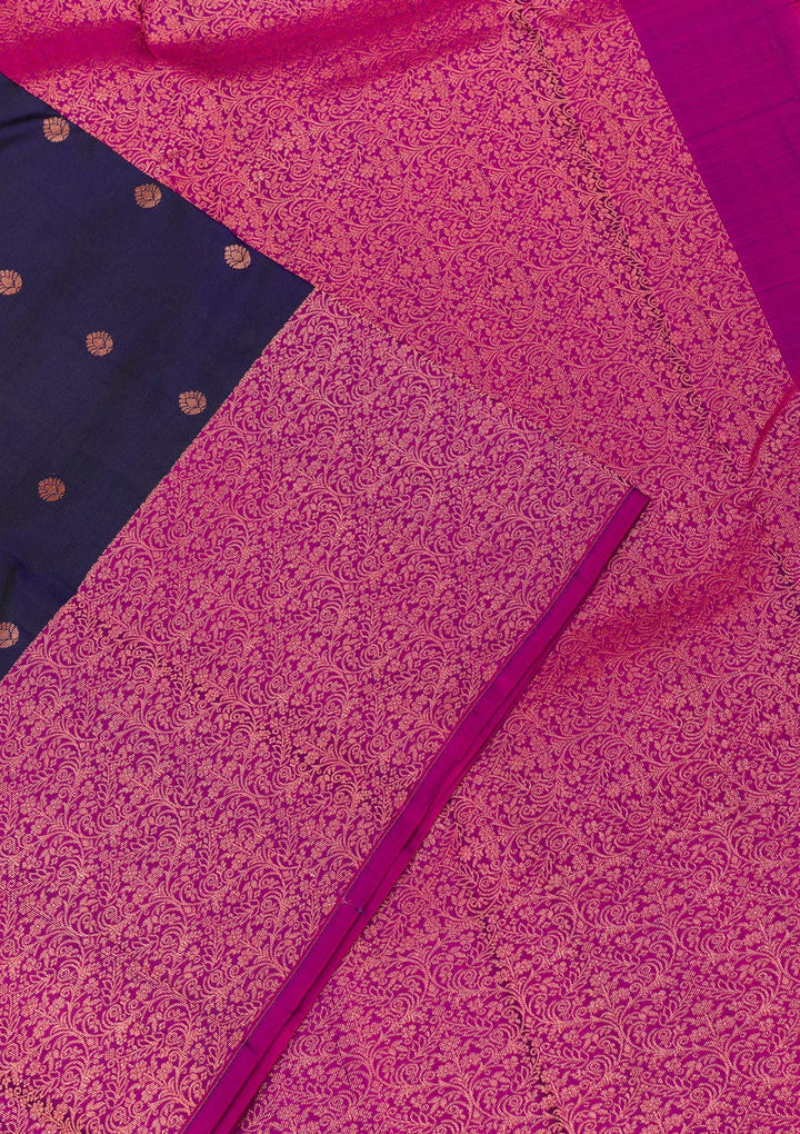 Navy Blue Zariwork Kanjivaram Pure Silk Saree