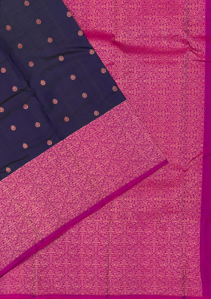 Navy Blue Zariwork Kanjivaram Pure Silk Saree