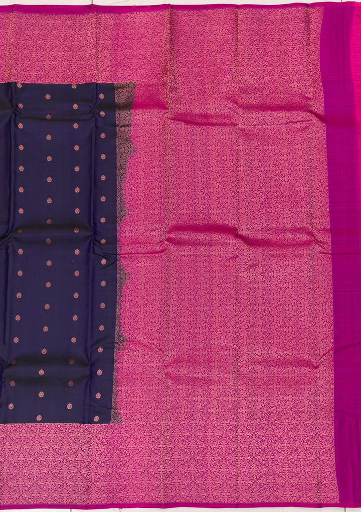 Navy Blue Zariwork Kanjivaram Pure Silk Saree