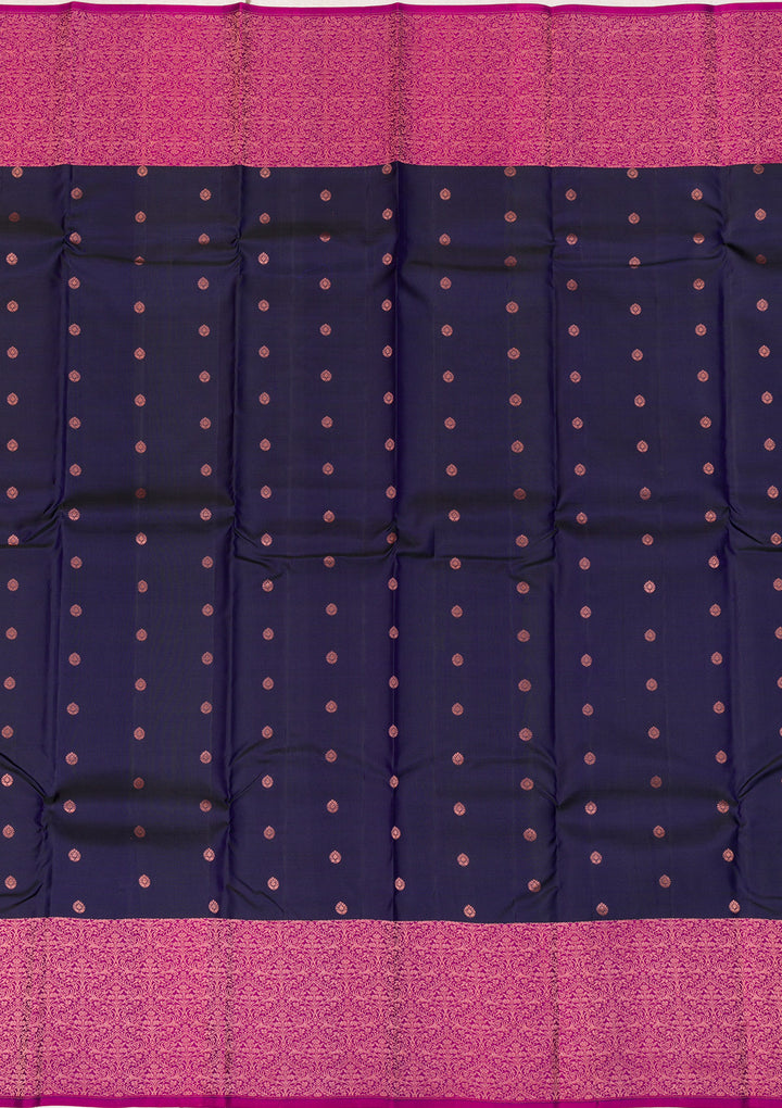 Navy Blue Zariwork Kanjivaram Pure Silk Saree