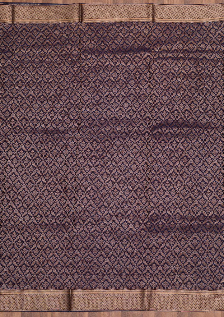 Navy Blue Zariwork Banarasi Pure Silk Saree