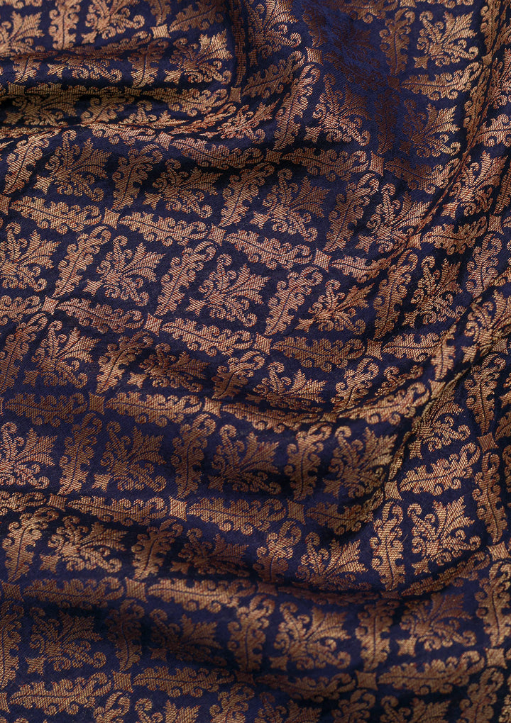 Navy Blue Zariwork Banarasi Pure Silk Saree