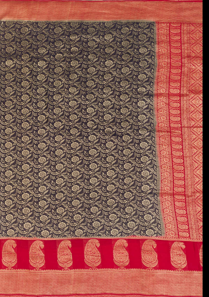 Navy Blue Zariwork Pure Silk Saree