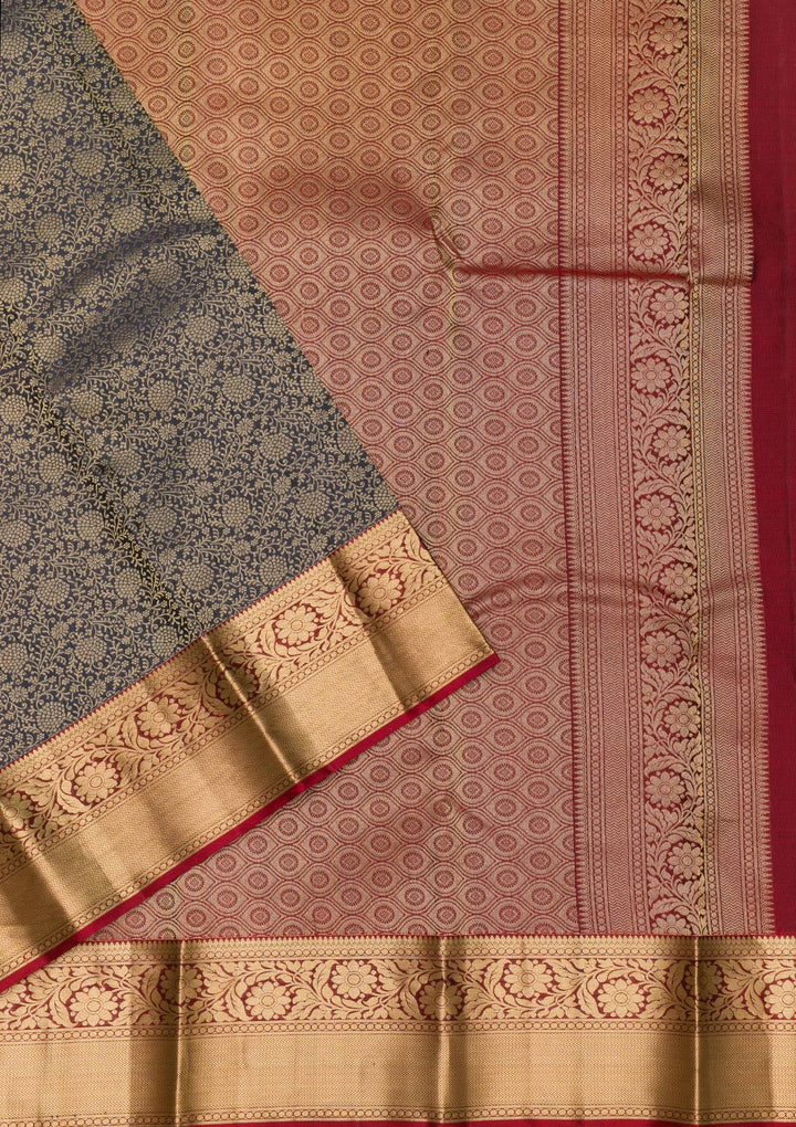 Navy Blue Zariwork Pure Silk Saree