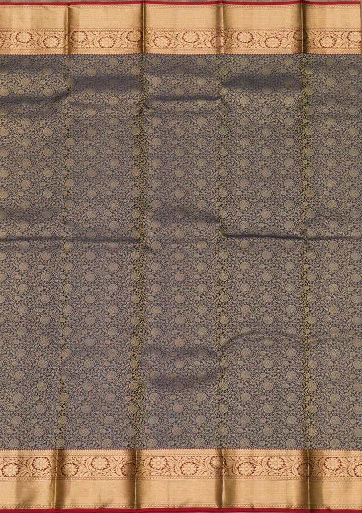 Navy Blue Zariwork Pure Silk Saree