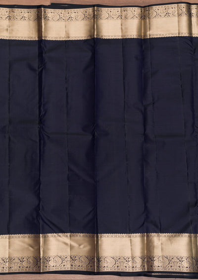 Navy Blue Zariwork Pure Silk Saree-Koskii