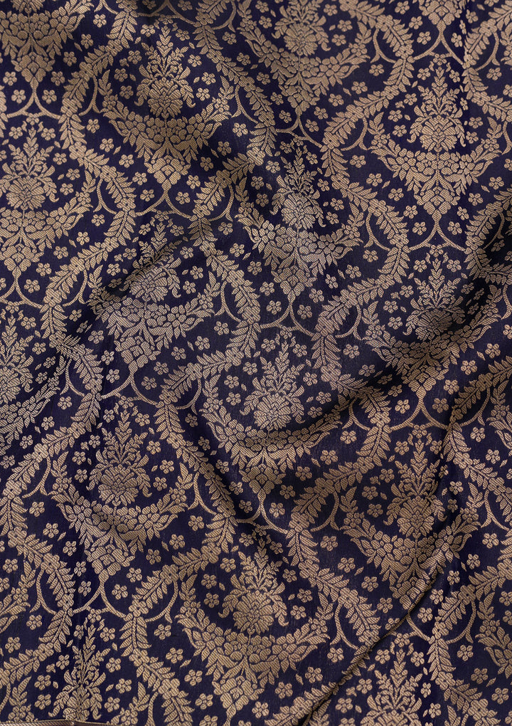 Navy Blue Zariwork Pure Silk Saree