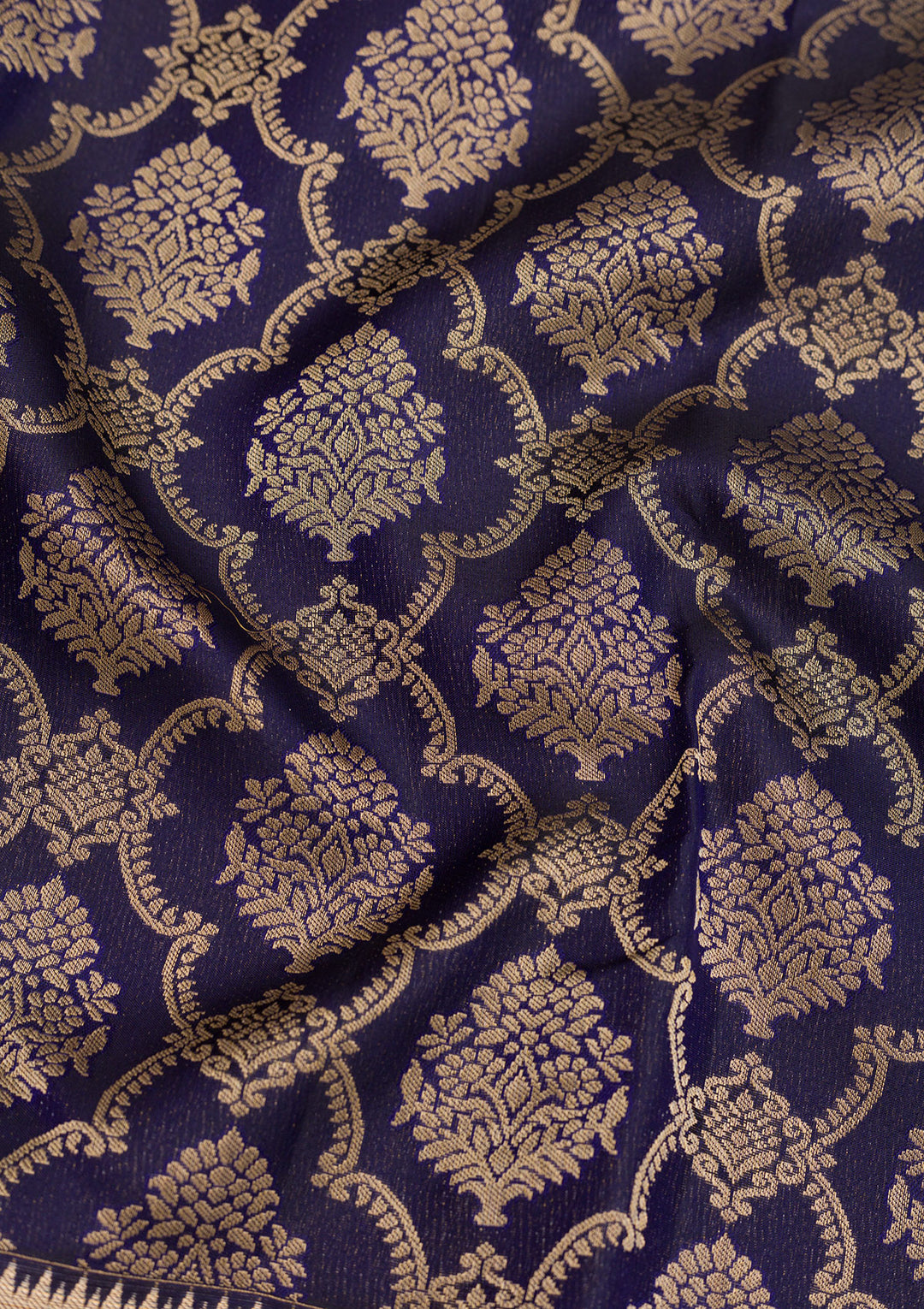 Navy Blue Zariwork Pure Silk Saree