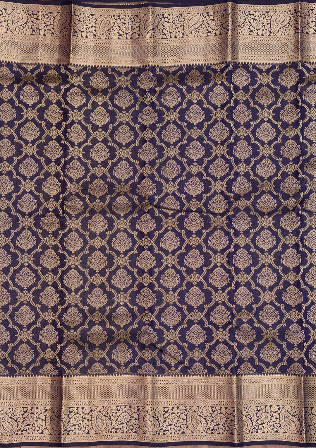 Navy Blue Zariwork Pure Silk Saree