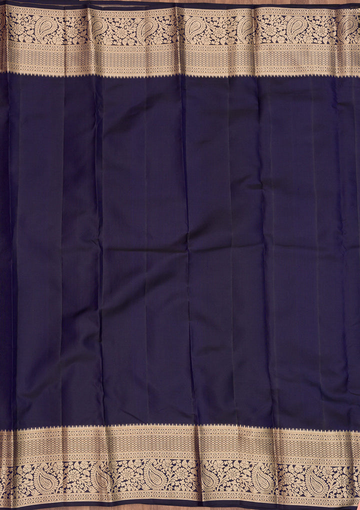 Navy Blue Zariwork Pure Silk Saree
