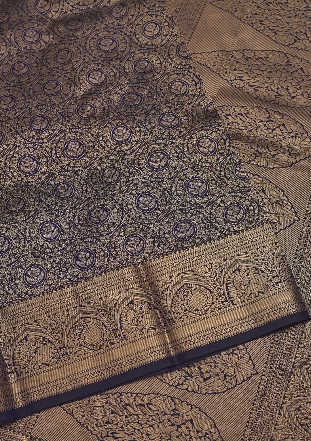 Navy Blue Zariwork Pure Silk Saree