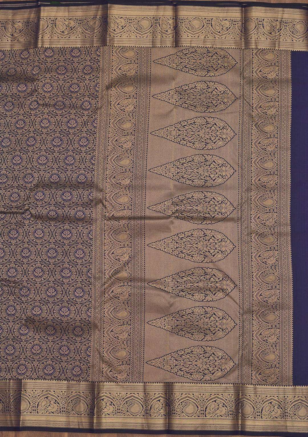 Navy Blue Zariwork Pure Silk Saree